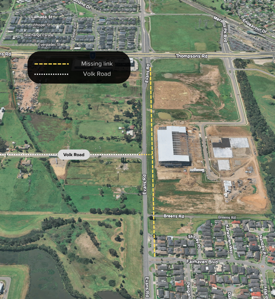 Map of Evans Road footpath link 