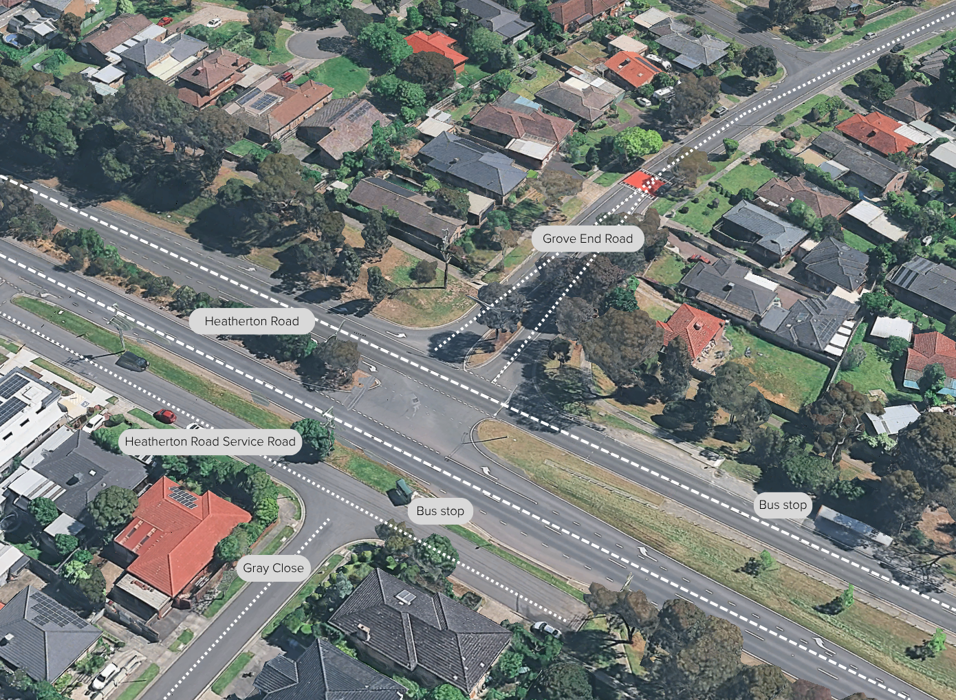 Heatherton Road and Grove End Road Pedestrian Crossing Map